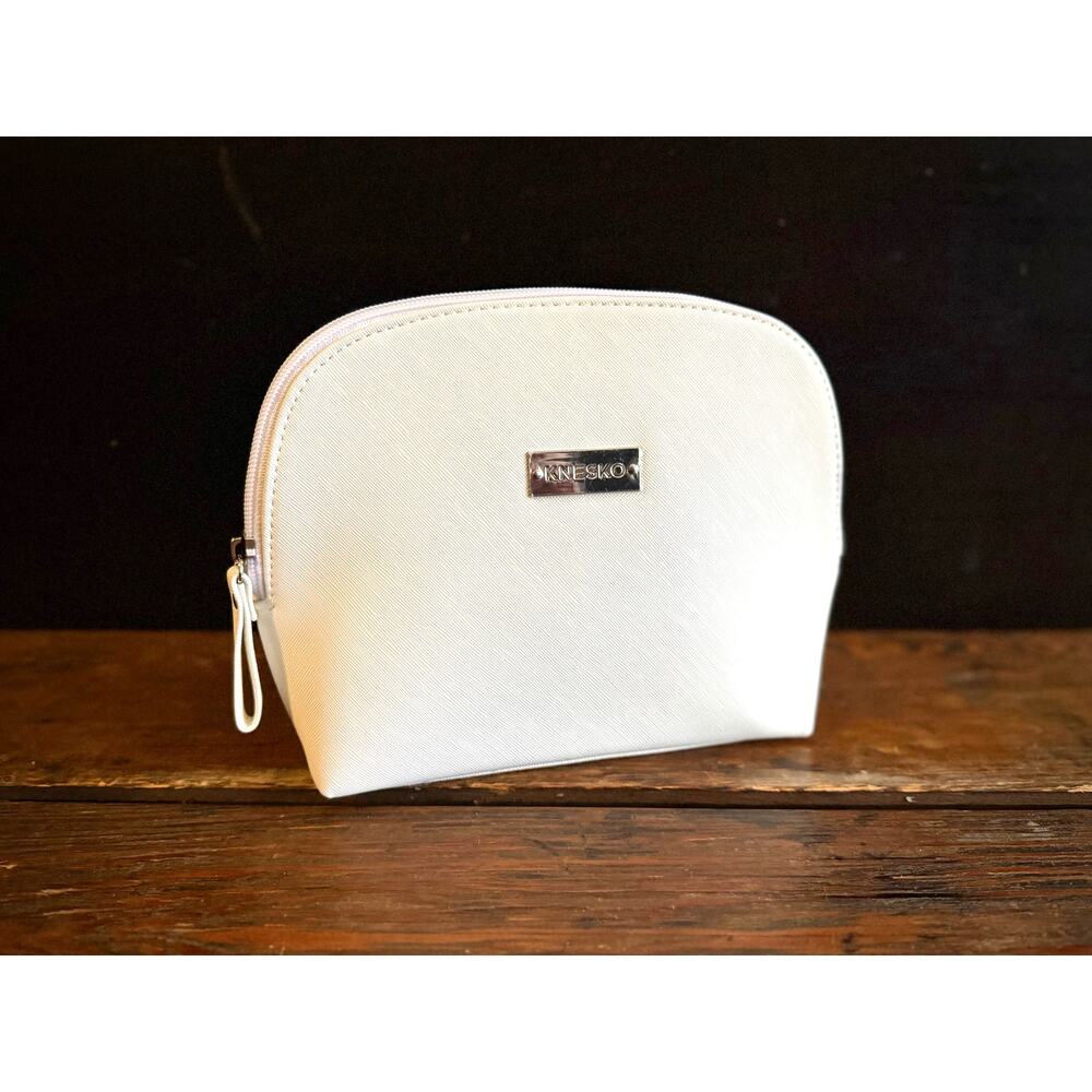 KNESKO White Faux Leather Cosmetic Pouch (NWOT)